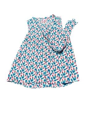 Lilly Pulitzer Kissy Kiss Silk Tie Blouse Lipstick Print Size L